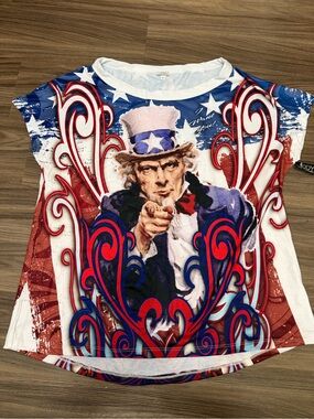 Bodyzone Women’s  Uncle Sam Shirt, Large
 Patriotic USA T Shirt